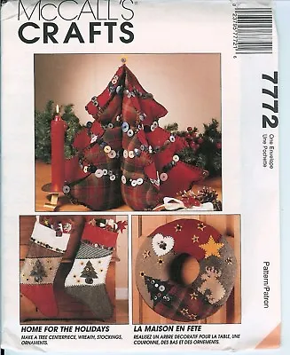 McCalls 7772 731 CHRISTMAS Tree Wreath Stocking Ornaments Crafts Pattern UNCUT • $7.59