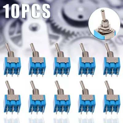 10pcs MTS-202 6-Pin DPDT ON-ON 6A 125V AC Mini Blue Toggle Switch 2 Position Set • $3.95
