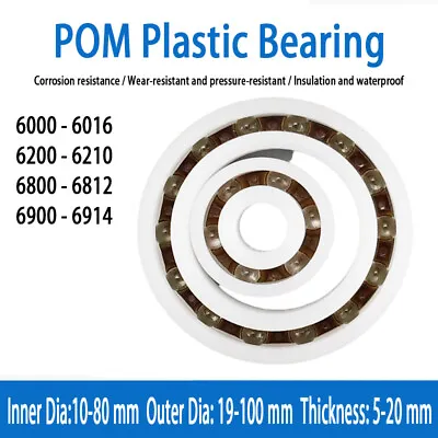 POM Plastic Bearing 6000-6914 Glass Balls / Deep Groove Ball Bearings Waterproof • $5.49