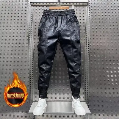 Hip Hop Mens Leather Pants Harajuku Retro Loose Casual Trousers Straight Pants • $66.85