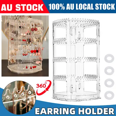 $15.55 • Buy Clear Acrylic Rotating Earring Holder Jewelry Display Stand Organizer Storage Bo