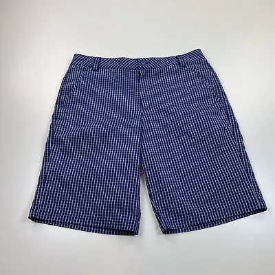 Puma Golf Shorts Mens 34 Blue Plaid Flat Front Lightweight 11  Inseam Casual • $17.99