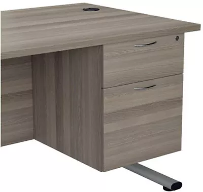 Jemini 2 Drawer Fixed Pedestal 404x655x495mm Grey Oak KF74413 • £182.22