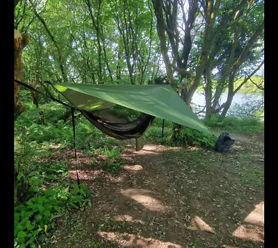 Camping Hammock Tent With Tarp Rain Fly Cover Hanging Hammock With Mosquito Net • £26.98