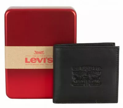 Mens Levis Fashion Leather Bi-fold Wallet With Coin Pocket 222539 - Black • £39.99