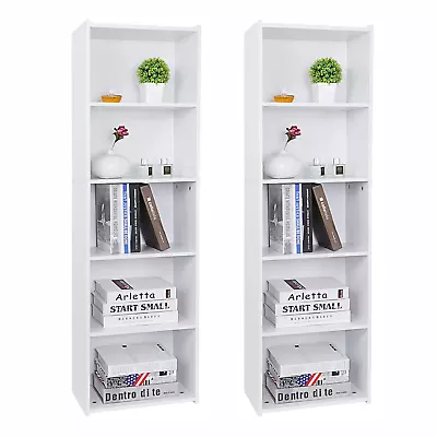 2PCS 5 Tier Bookcase Bookshelf Storage Wall Shelf Organizer Unit Display Stand • $71.58