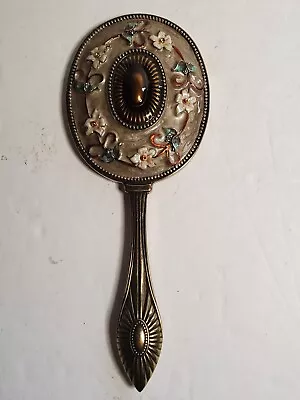 Hand Held Ornate Mirror Brass & Cloissnne Art Work  Great Condition • $19.99