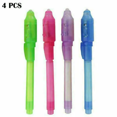 4PCS UV Light Pen Invisible Ink Secret Marker Pen With Ultra Violet LED Light • £5.89