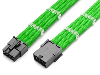 £8.99 • Buy 8 Pin PCIE GPU Extension Cable Green Sleeved 30cm Shakmods + 2 Cable Combs