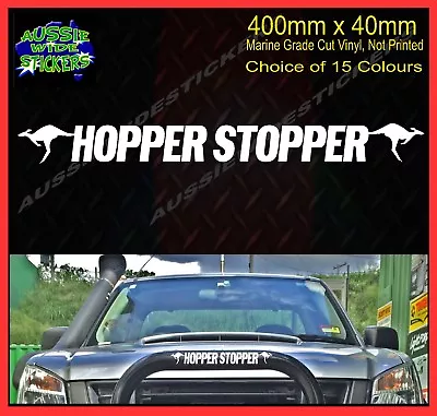 HOPPER STOPPER Kangaroo Aussie Funny 4x4 Bullbar Canopy Window Sticker 400mm • $6.90