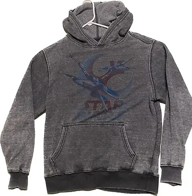 Star Wars X-Wing Distressed Gray Lightweight Hoodie Sweatshirt Mens Medium • $11.99