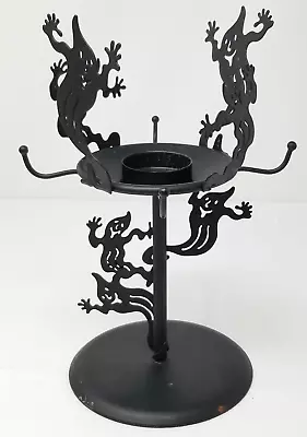 Partylite Ghost Shadow Dancers Candle Holder Votive Black Metal Adjustable Tall • $26.89