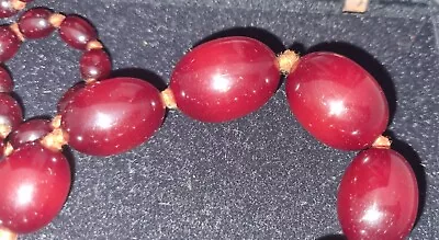 Vintage Cherry Red Amber BAKELITE Beads Necklace • $800