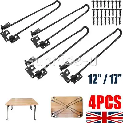 £19.27 • Buy 4Pcs 12 /17  Folding Hairpin Legs, Folding Table Legs, Metal Table Folding DIY