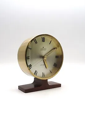 Very Rare Vintage 60s Mid Century Teak Foot Brass Desk Clock By Junghans Ato Mat • $555.47