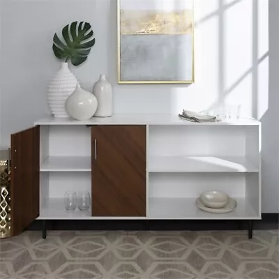 Pemberly Row Mid-Century Wood TV Console For TVs Up To 58  In Solid White • $181.99