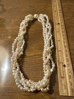 Vintage Genuine Pink & White Pearl Necklace Beautiful From Estate • $24
