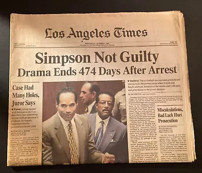 Los Angeles Times - O.J. Simpson Not Guilty (VG) • $30