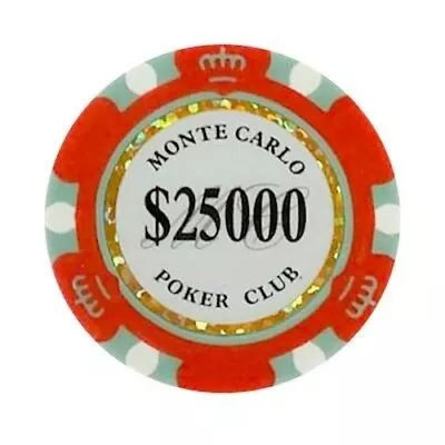 NEW 50 Red $25000 Monte Carlo 14 Gram Clay Poker Chips - Buy 3 Get 1 Free • $29.99
