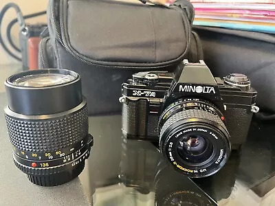 Minolta X-7A X370 35mm SLR Film Camera Kit 28mm 2.8 Rokkor & MD 135mm 3.5 Lens • $185