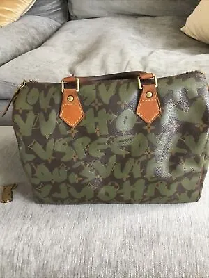 Louis Vuitton Bag Ltd Edition Alma Graffiti Speedy 30 Khaki Rare 100% Genuine • £1725