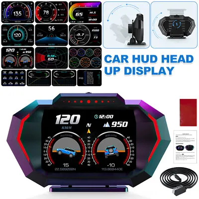 OBD2+GPS HUD Gauge Car Digital Head Up Display Speedometer Turbo RPM Alarm Temp • $56.99