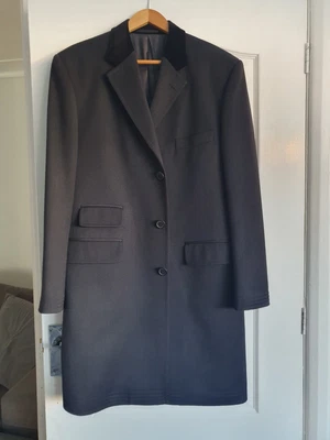 £130 • Buy Mens AUSTIN REED LONG Classic COVERT COAT DARK GREY Size 40 R Pure Wool Smart