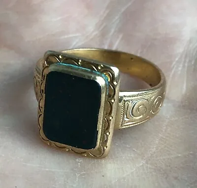 Victorian 18ct Yellow Gold & Bloodstone Signet Ring Uk Size N 4.93g C1873 AELZX • £350