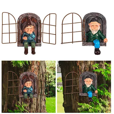 $12.59 • Buy Elf Out The Door Tree Hugger Outdoor Resin Gnome Statue Garden Decor Yard Art US