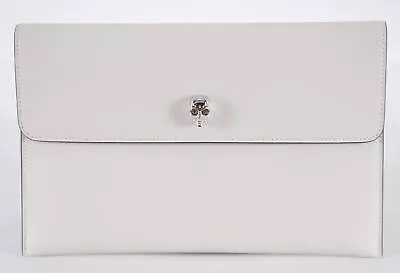 New Alexander McQueen Soft Cream Leather Skull Clasp Envelope Clutch Purse • $395.01