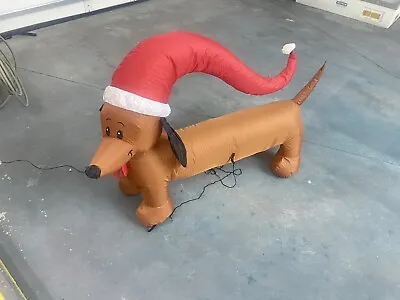 Gemmy Airblown Inflatable Light Up Christmas Pup Dachshund Wiener Dog 4' • $28