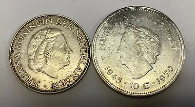 Netherlands SILVER 1970 10 Gulden & 1960 2 1/2**** • $15.50