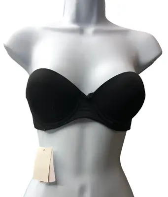 BTEMPTED Strapless Bra Underwired Black Size 32B Contour Cup Elastic Piping • $34.99