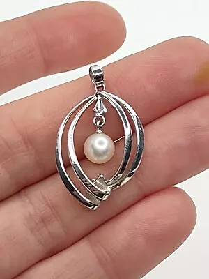 Mikimoto NHK Sterling Silver Pearl Pendant • $26