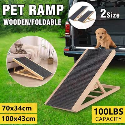 Foldable Dog Pet Ramp Adjustable Height Stairs For Bed Sofa Car Folds Portable • $36.90