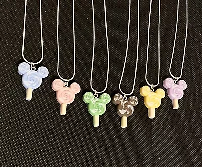 Mickey Mouse Lollipop Swirl Necklace -  925 Sterling Silver Chain Disney Gift • $9.45