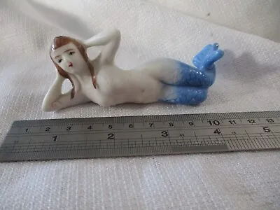 Vintage Mermaid Sea Maiden Figurine Laying Bathing Beauty Japan  4  Long Blue • $29.99