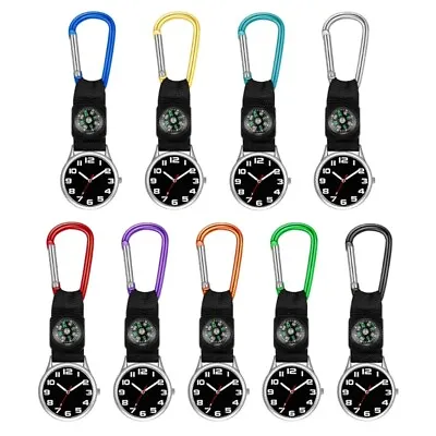 Round Dial Pocket Carabiner Clip Sports Hiking Watch With Compass Lightweight • £6.01