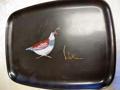 Couroc 9 1/2 X 12 Serving Tray With Inlaid Quail Design Made In California • $25.87