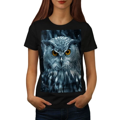 Wellcoda Wild Looking Owl Womens T-shirt Mother Casual Design Printed Tee • £17.99