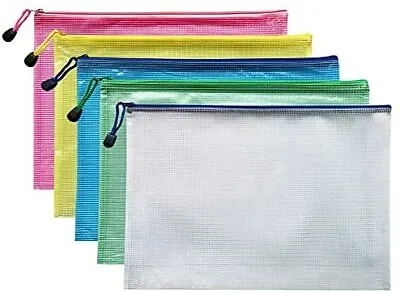 A4 Document Folder File Zipper Bags Plastic Wallets Folder Extra Thick 5PCS A4 • £6.81