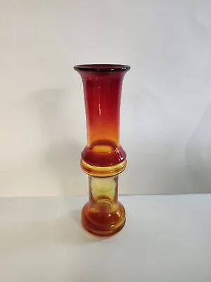 Vintage Retro Blenko Blown Art Glass Bamboo Vase In Tangerine 1970s • $79.95