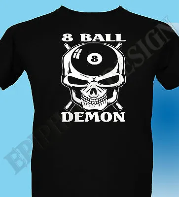 £14.99 • Buy Men's Pool T-Shirt 8 Ball Hustler T-Shirt Snooker  8 Ball Demon Skulls Head