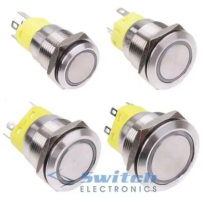 12V Vandal Resistant Metal Push Button Switch 16mm 19mm 22mm 25mm • £6.59