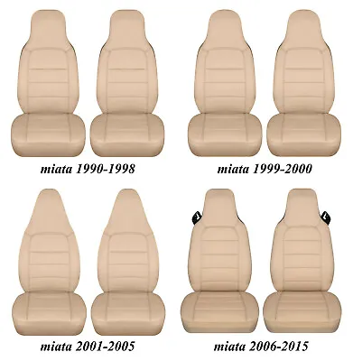 2 Semi Custom Car Seat Covers Fits Mazda Miata 1990-2015 Cotton Solid Beige • $79.99