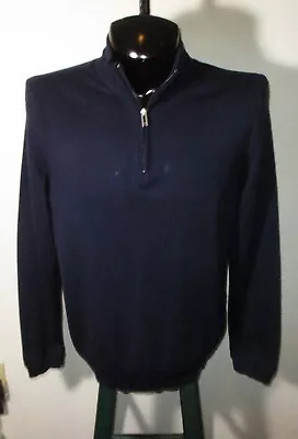 Men's JOS. A. BANK Traveler Navy Blue Merino Wool  1/2 Zip Sweater Size XL • $32