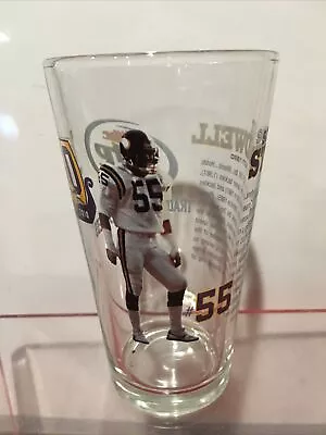 Miller Lite Beer Minnesota VIKINGS Scott Studwell 16 Oz Drinking Glass 50th 2010 • $13