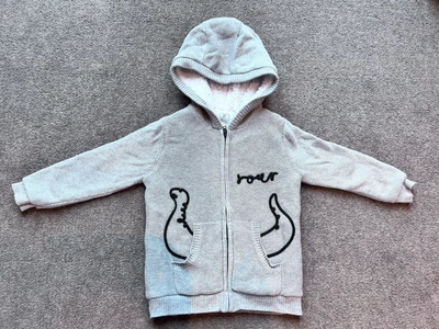 £0.99 • Buy Tu Grey Borg Lined Hoodie Woth Dinosaur Design. Age 2-3 Years.