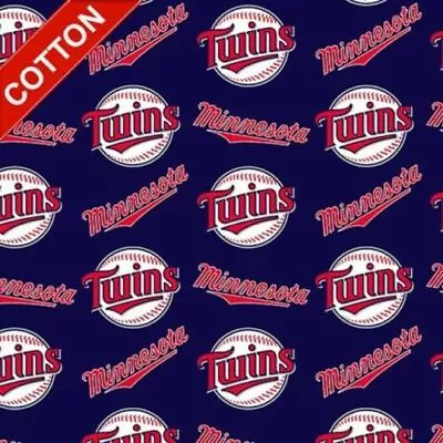 Minnesota Twins Cotton Fabric 1 /2  43 Wide” Sewing Material • $4