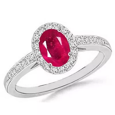 2.30Ct Natural Burmese Ruby IGI Certified Diamond Ring In Solid 14KT White Gold • £0.01